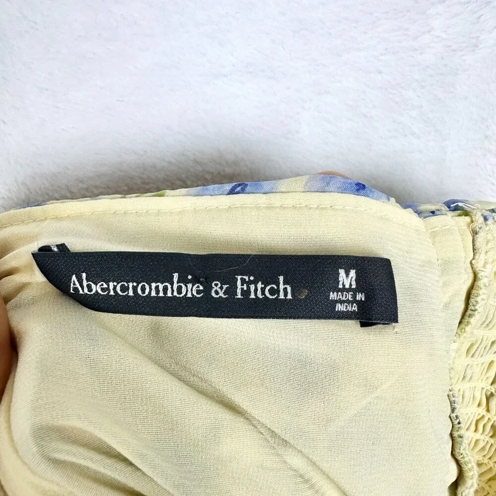 Abercrombie Fitch Ruffle Strap High Low Maxi Dress Size Medium NWT Floral Yellow - Picture 10 of 12